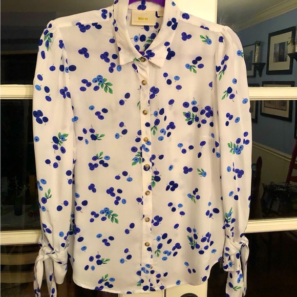 MAEVE blueberry button down with ties at the wrists. Sooo pretty. EUC sz 14 - Picture 1 of 15